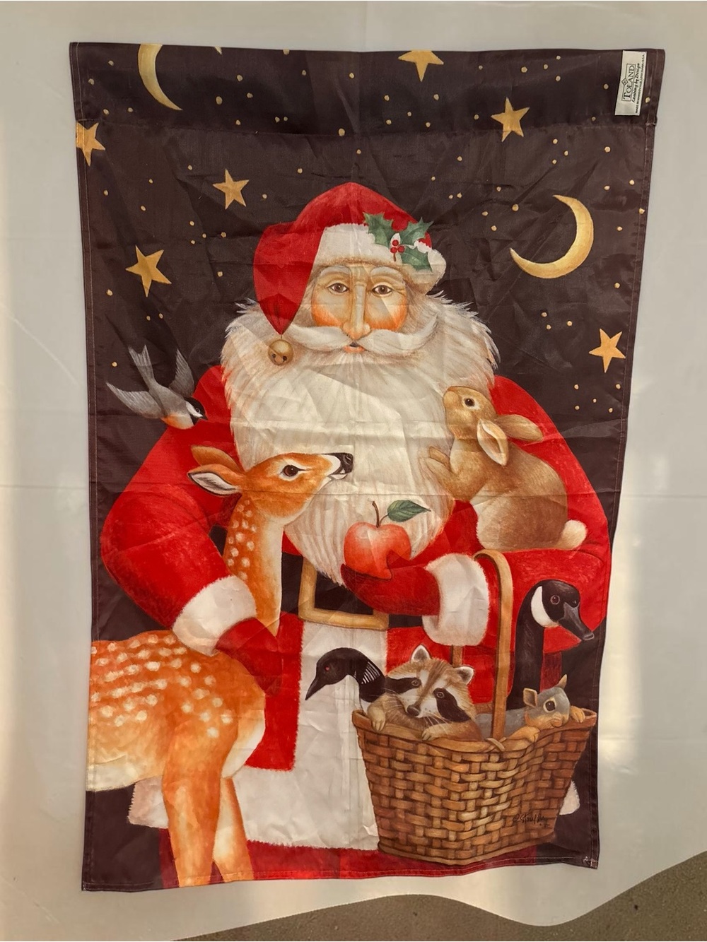 Holiday Santa & Wildlife Decorative Garden Flag - Red